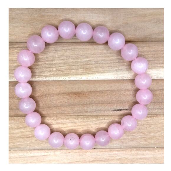 Rose Quartz Bracelet Pink Gemstone Artisan Stretch 8mm Beaded Bohemian NEW - Picture 4 of 9